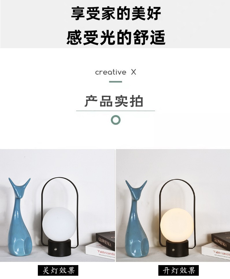 跨境北欧手提台灯创意便捷充电露营灯ins设计师卧室氛围灯小夜灯详情6