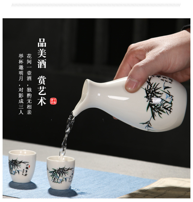 Chinese blue and white porcelain wine sets, white spirit cups, wine jugs, retro wine dispensers, e-commerce gifts, gift boxes, sets, and logos of wineries pic 9