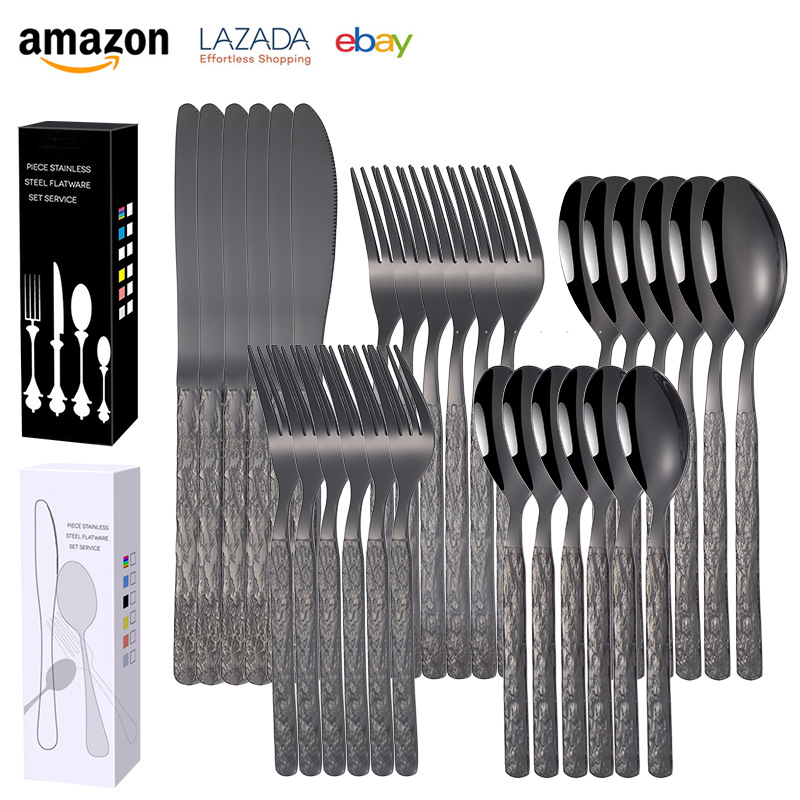跨境亚马逊不锈钢餐具24件套葡萄牙刀叉勺四主件餐具礼品套装批发详情6