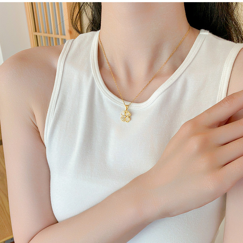 日韩简约流行ins风钛钢项链女小众精致网红锆石锁骨链高级感饰品详情16