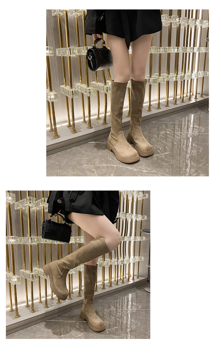 小个子长筒靴子女2024秋冬新款绒面弹力瘦瘦靴显瘦高筒性感长靴子详情14