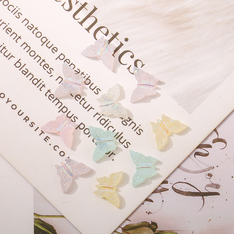 美甲夜光蝴蝶狐狸金鱼天鹅五角星皇冠骷髅头镀彩AB幻彩混色指甲钻详情9