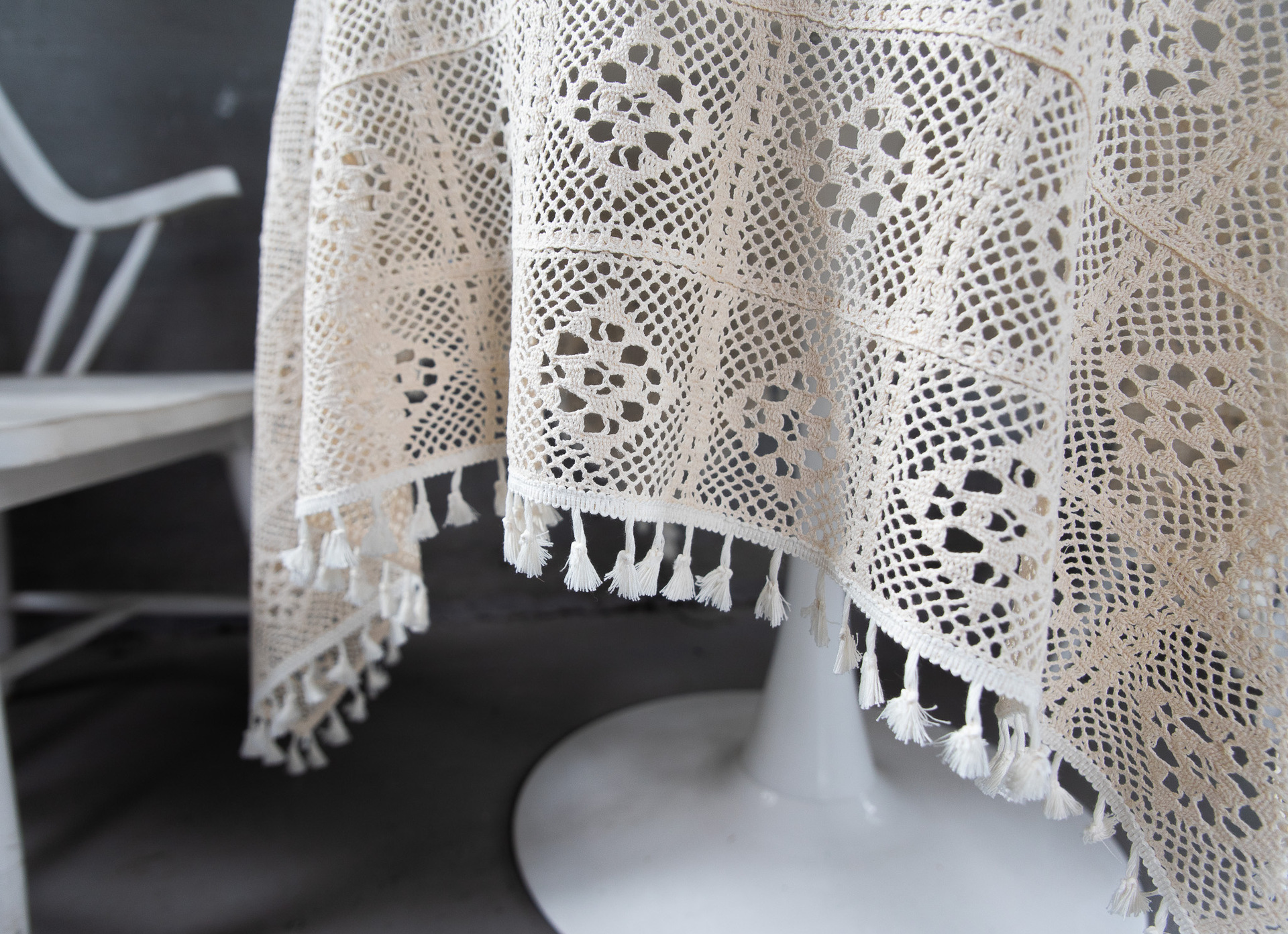 Korean hollowed-out crochet cotton thread woven tablecloths, square cultural art cross-border cover tablecloths, Taiwanese lace table MATS pic 6