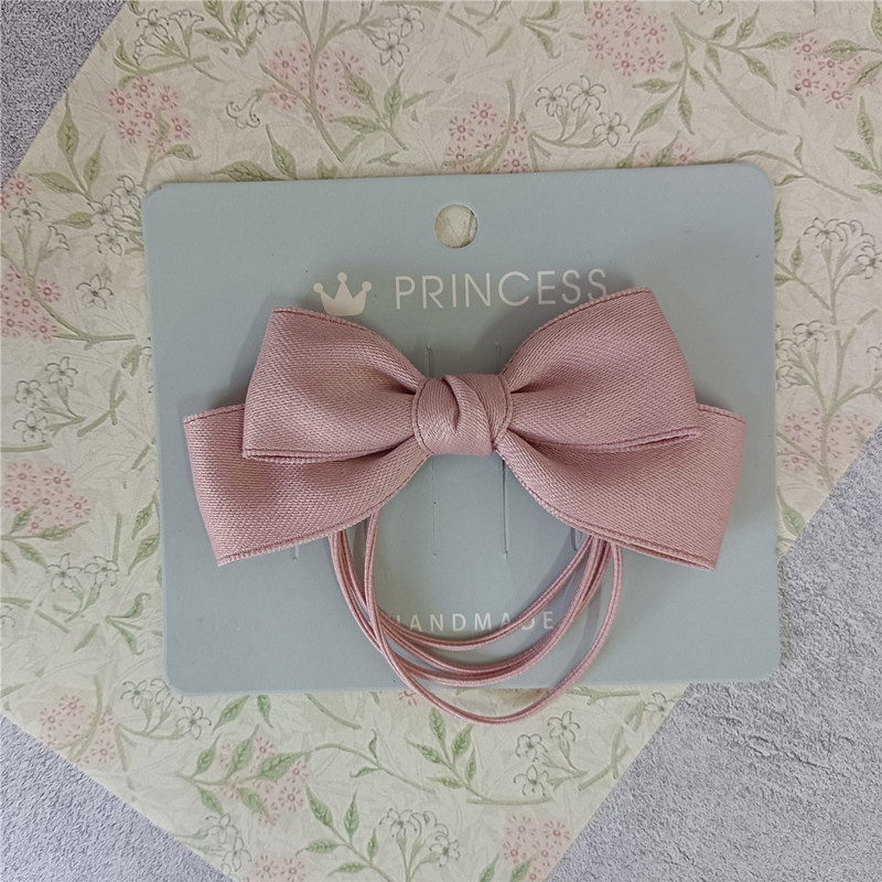 春夏新款甜美复古少女学生多股高弹头绳浅粉色蝴蝶结皮筋发圈发绳详情6