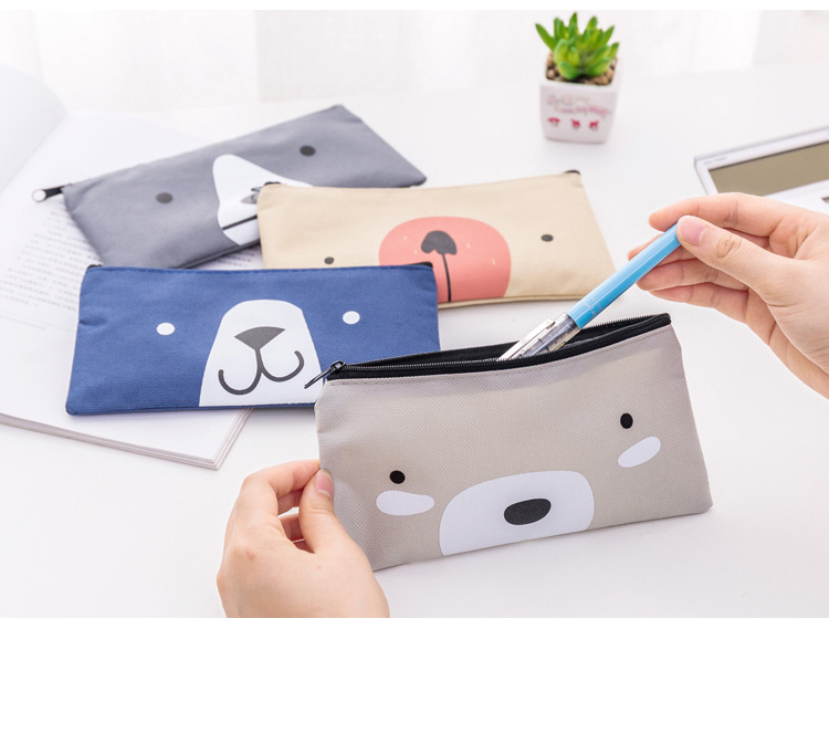 Bolsa de lápiz de lona de dibujos animados creativa tela de oxford de alta calidad bolsa de papelería simple papelería estudiantil bolsa de pluma de plomo venta directa de fábrica pic 10