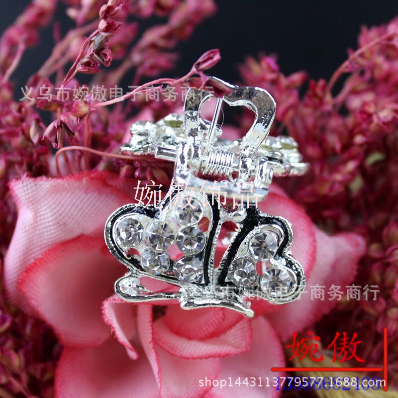 Alloy diamond-encrusted small claw clips, grab clips, hair clips, gold and silver, Yiwu two-yuan store small commodity headwear wholesale pic 8