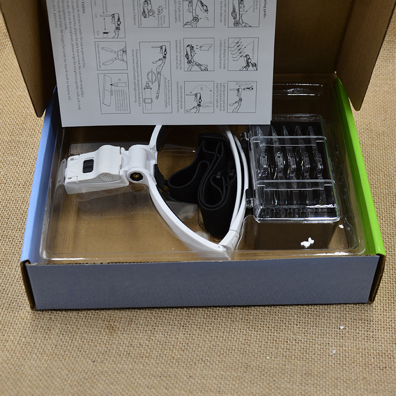LED lamp 9892BP battery model /BC charging model head-mounted glasses, high-definition acrylic multi-magnification lens, reading electronic repair magnifying glass pic 7