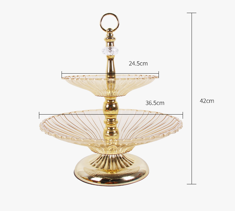 Simple European-style decorative fruit plate, crystal double-layer fruit plate, home dessert display stand, coffee table, dining table, large size for KTV pic 4
