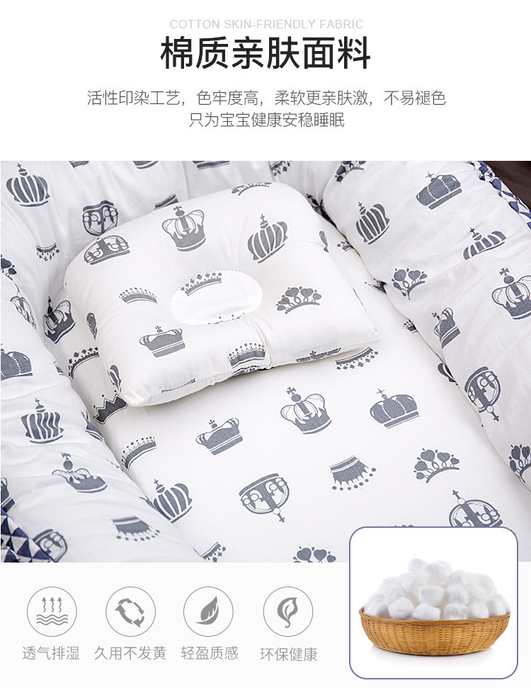 Cross-border exclusive folding, detachable and washable portable anti-pressure crib, midbed bionic fully detachable baby pillow crib pic 20