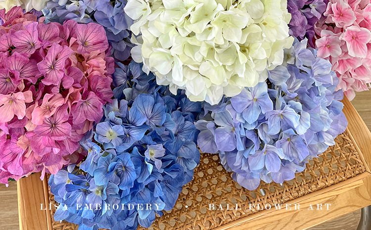 3D打印144片3叶仿真丽莎绣球花假花餐桌花摆花婚礼布置DIY花材详情31