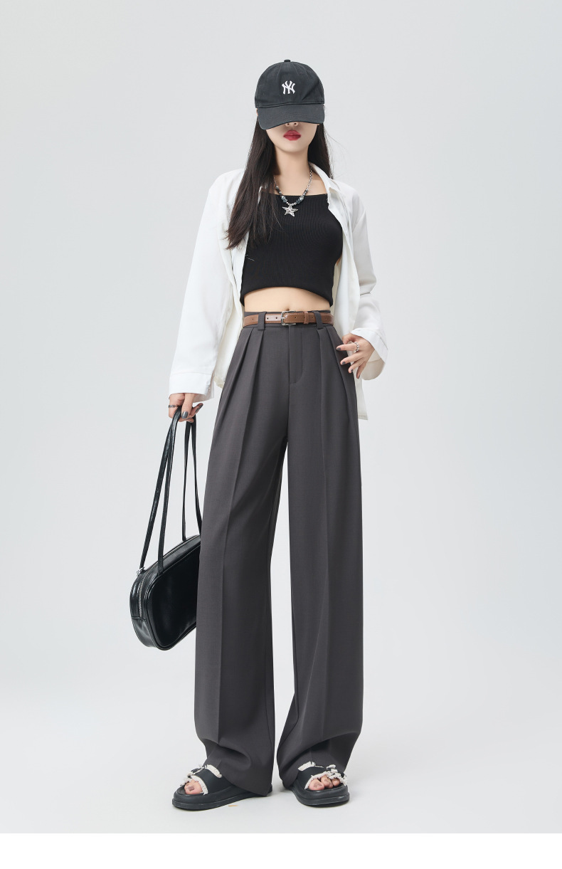 白色西装裤女夏薄宽松小个子直筒坠感休闲裤子高品质窄版阔腿长裤详情23