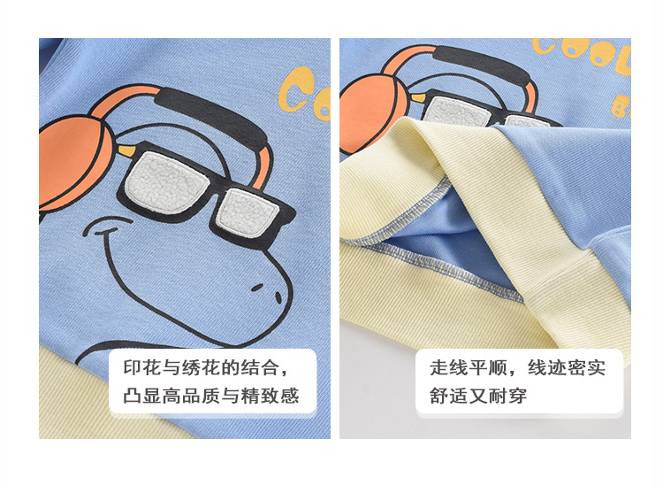 2024秋冬季新款儿童纯棉卫衣撞色宽松长袖休闲卡通套头外套卫衣详情8