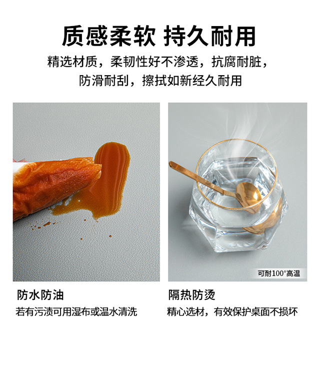 Creative Nordic-style square anti-slip bottom leather placemats, waterproof and oil-proof Western-style heat insulation pads, household heat-resistant pads pic 7