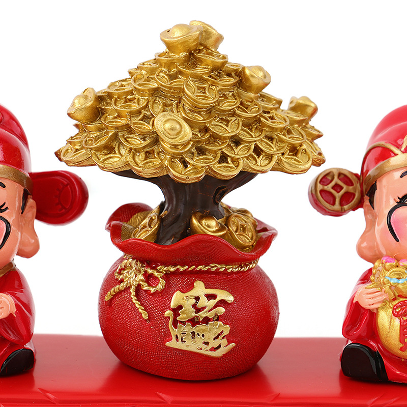 树脂工艺品发财树汽车摆件车载号码牌装饰摆件财神爷福财装饰品详情6