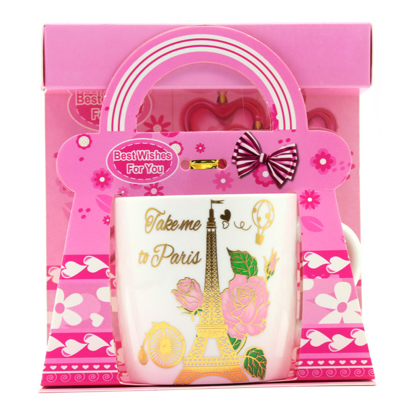 Export ceramic coffee cups with gilded patterns on the Eiffel Tower, French architecture, household universal style, factory direct supply pic 6