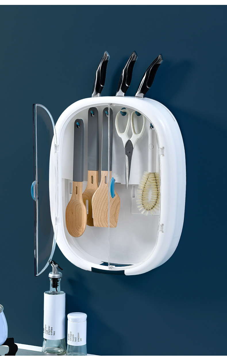 Kitchen storage rack, no need for drilling, draining, spatula, spoon hook, knife rack, wall-mounted kitchenware storage wonder pic 18