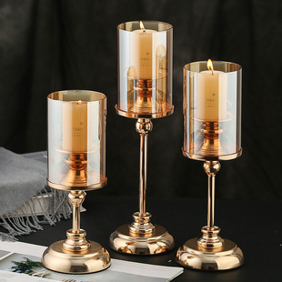 European-style simple vertical glass candlesticks in stock, romantic dining table, candlestick base, creative home decoration, home use pic 2