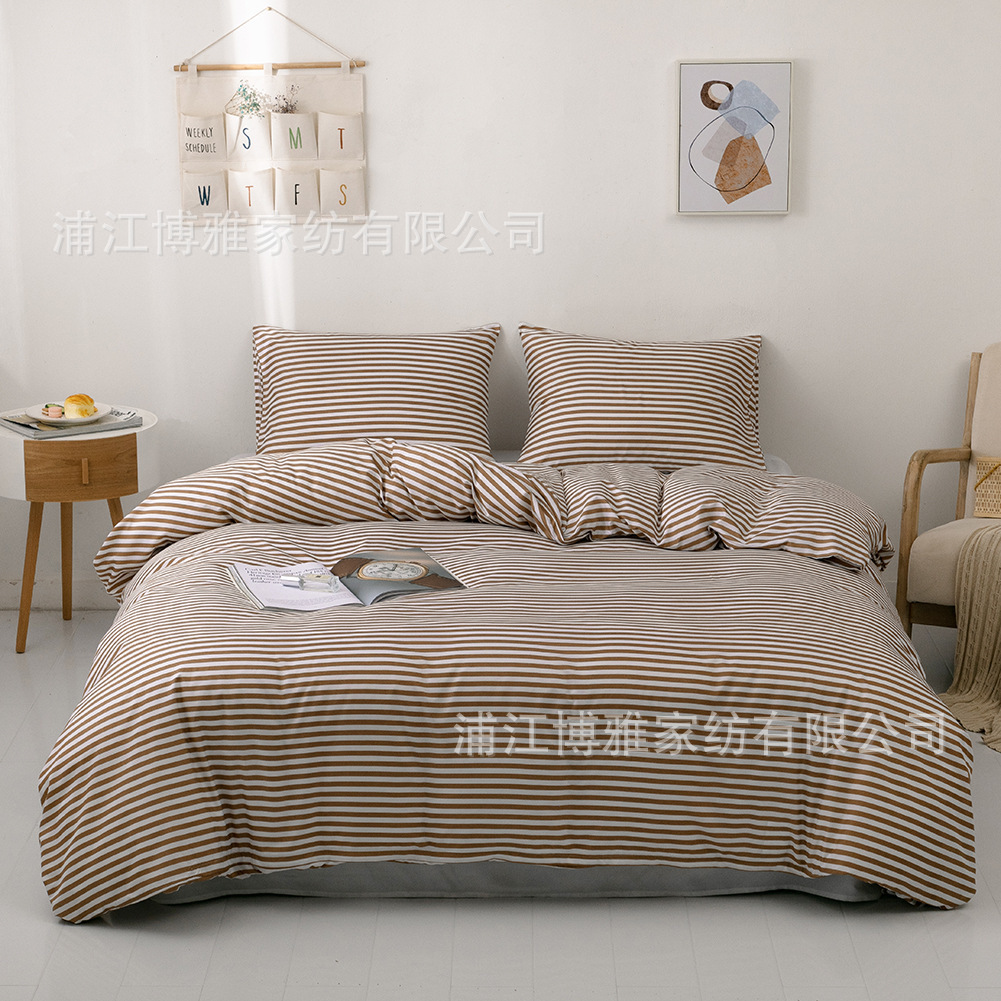 Cross-border supply Amazon best-selling bedding two-piece set, duvet cover, pillowcase, checkered and striped three-piece set manufacturer wholesale pic 4