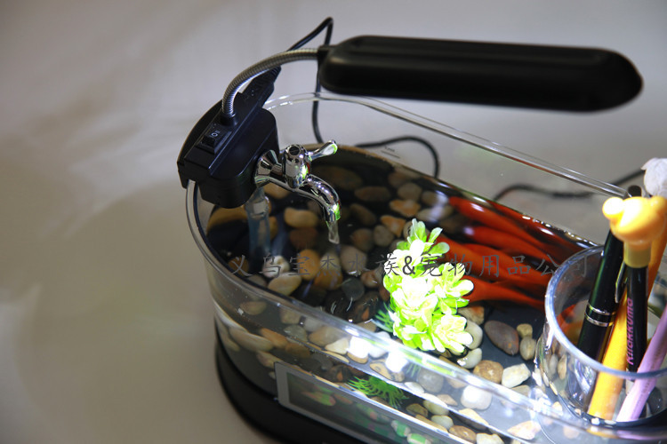 Creative desktop aquarium USB mini small ecological ornamental Golden Dragon fish acrylic fish tank manufacturer wholesale pic 10