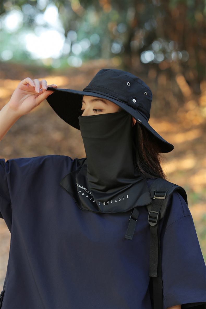 大沿防晒遮脸面纱罩遮阳帽子女士夏季登山帽户外男防紫外线钓鱼帽详情20