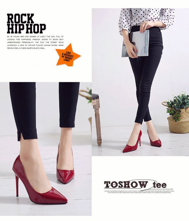 高跟鞋女2021新款女鞋春季欧美风尖头浅口单鞋女式细跟漆皮时装鞋详情24