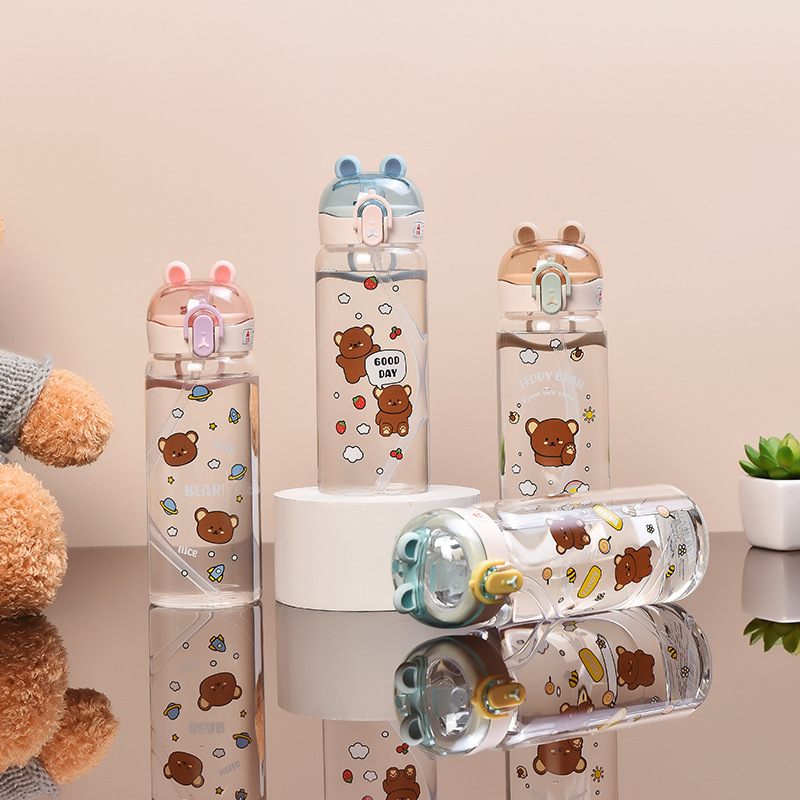 可爱便携大容量小熊水杯夏季女生网红吸管杯萌兔兔爆款塑料杯批发详情5