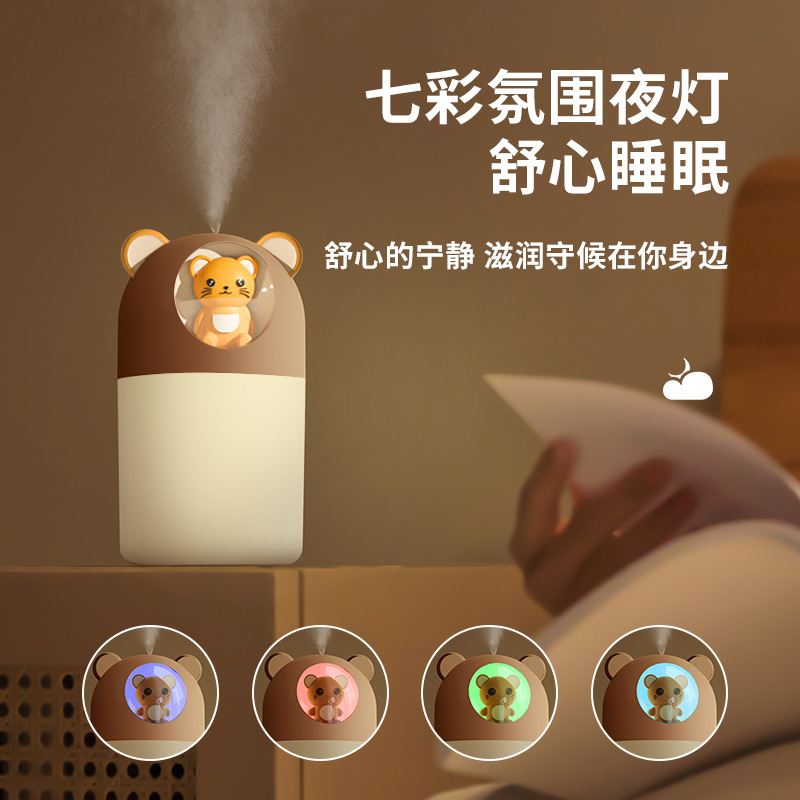 桌面加湿器办公卧室便携迷你空气净化器小夜灯大雾量补水加湿器详情2