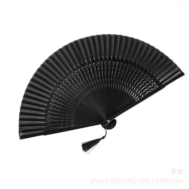 烤漆黑色红色扇子折扇中国风女式古风古典舞蹈扇工艺扇亚马逊扇详情6