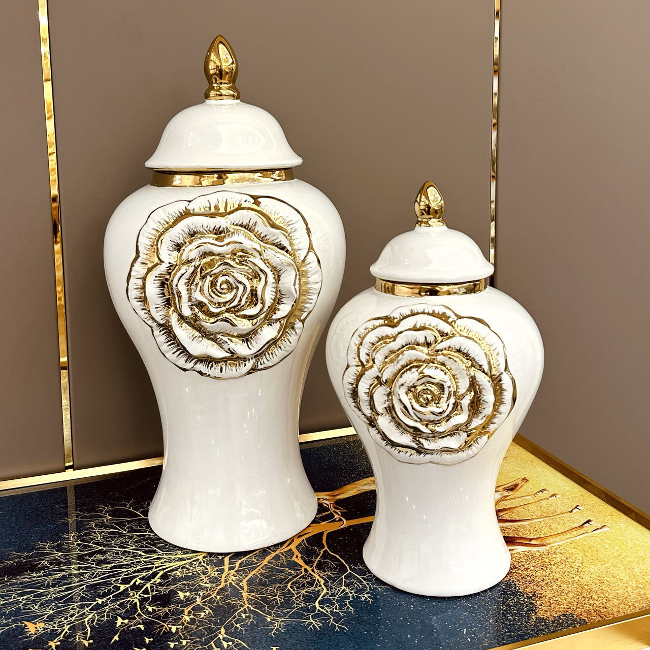 2025 New European-style electroplated gold ceramic general vase decoration, light luxury handicrafts, model room soft decoration, entrance hall decoration, vase wholesale, ceramic vase, simulated flower belt vase, vase, vase, hydroponic vase pic 4
