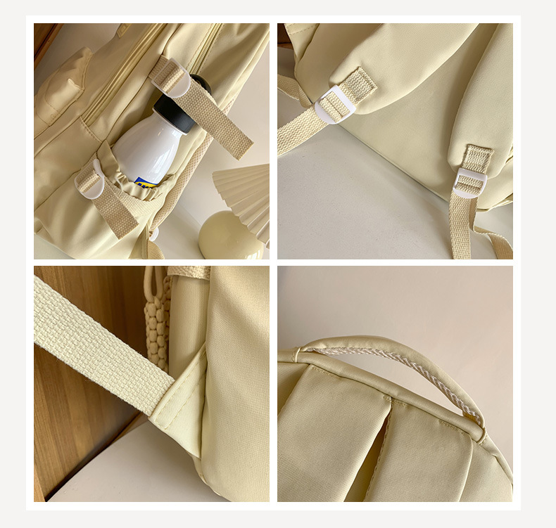 纯色休闲双肩包小学生女初高中书包简约时尚百搭大容量大学生背包详情49