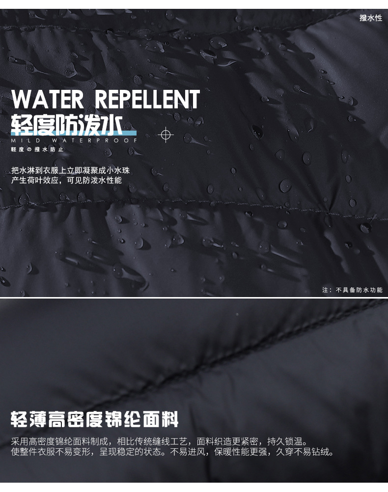 90绒2024冬轻薄羽绒服男士无领保暖内胆大码圆领内穿薄款V领外套详情6