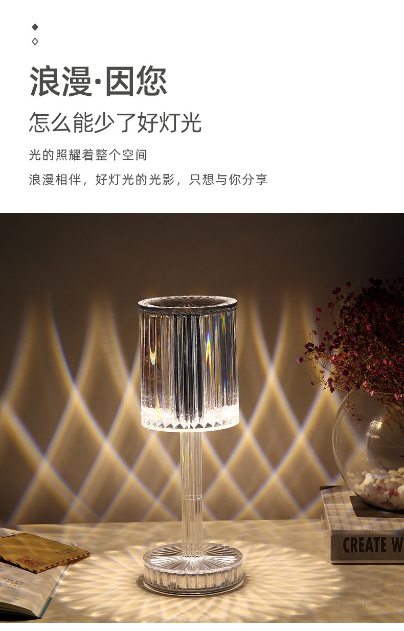 Cross-border Gatsby crystal table lamp, Spanish ambient light, hotel diamond romantic and warm led display piece pic 7