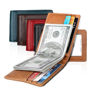 Factory direct sales, foreign trade bestsellers, RFID anti-theft brush genuine leather US dollar bag, small and mini US dollar wallet from Europe and America pic 7