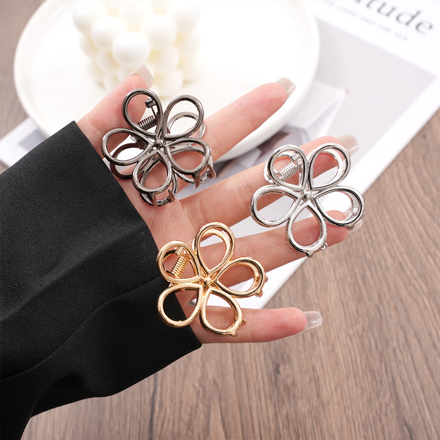 跨境欧美风发夹花朵小号抓夹头饰女盘发后脑勺合金发抓半扎鲨鱼夹详情5