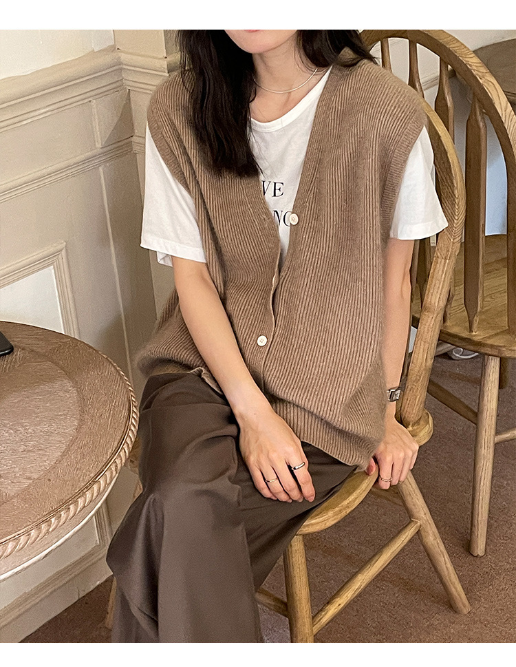 木兰时髦复古小马甲开衫女2023春季新款韩版简约针织上衣女 21507详情24