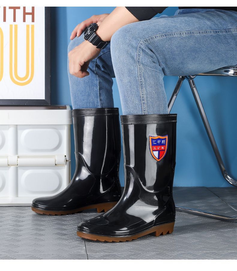 耐磨牛筋底雨鞋男女保暖耐酸碱高筒加厚雨靴防滑劳保洗车水靴工地详情18