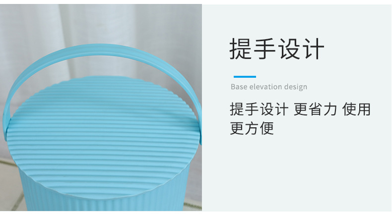 The manufacturer wholesals thickened plastic fishing buckets in macaron color, which can be carried by hand with a lid and are round for storage. They are multi-purpose buckets for bathing pic 7
