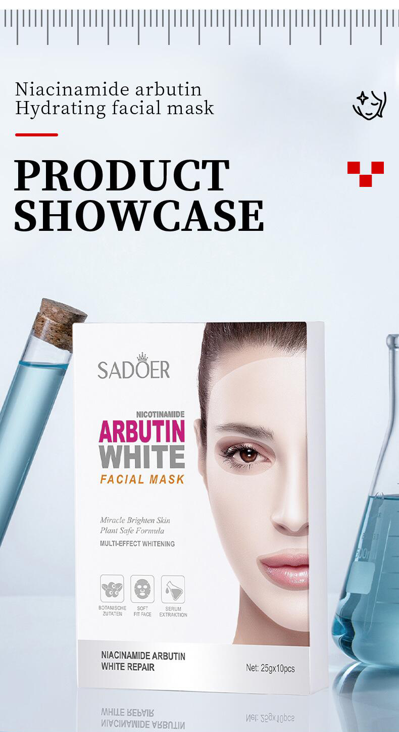 全英文面膜盒装SADOER烟酰胺熊果苷补水保湿跨境外贸详情10