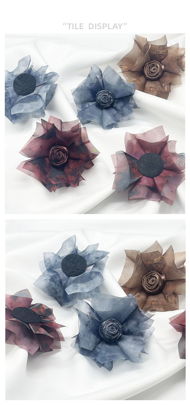 New Chinese-style fabric handcrafted flower semi-finished products, organza rose bud three-dimensional flower accessories, diy decorative accessories pic 4