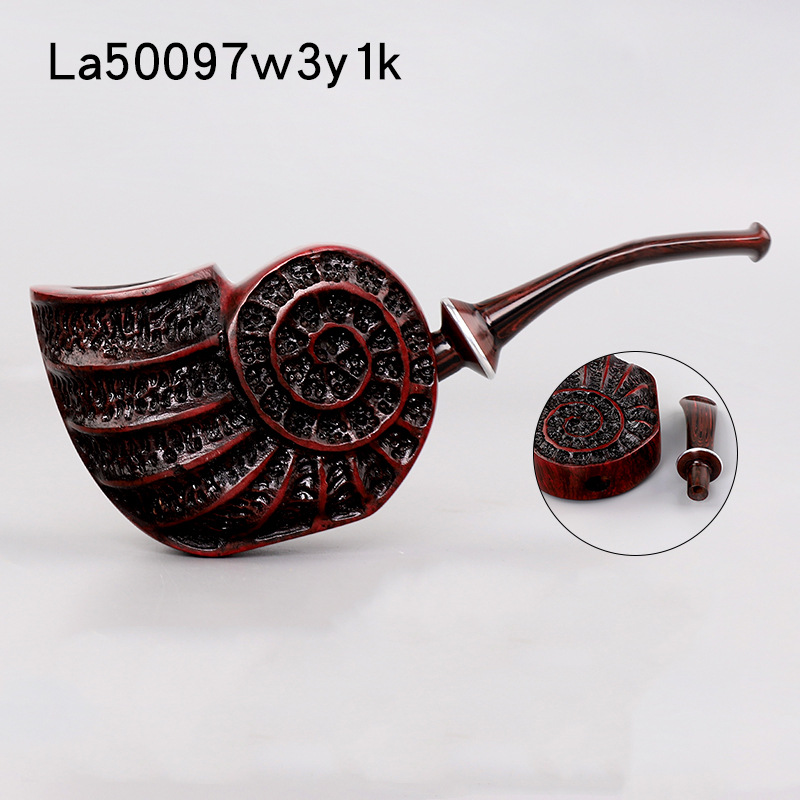 木香手工雕刻烟斗石楠木烟斗硫化橡胶坎伯兰烟嘴蜗牛款实木烟斗详情14