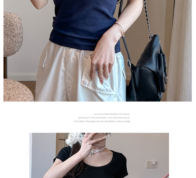 螺纹大圆领正肩短袖t恤女式夏季内搭显瘦高级感纯欲T恤上衣打底衫详情21