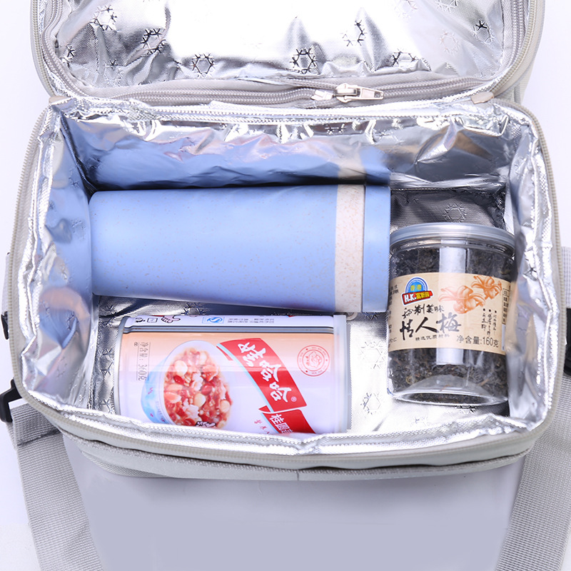 Customized double-layer insulated bags, insulated packs, simple and creative ice packs, waterproof bento packs, hand-held bags, aluminum mold bento meal packs pic 21