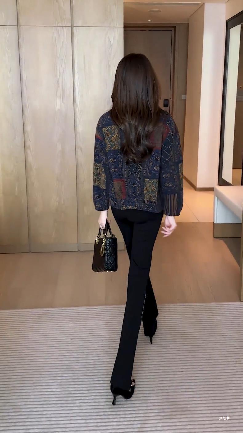 时尚休闲短外套女士春秋新款百搭长袖衬衫宽松时髦中老年开衫上衣详情10