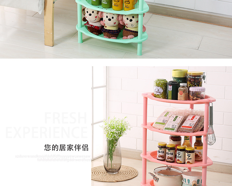 Plastic draining storage rack, non-drilling floor-standing storage rack, multi-functional corner combination kitchen and bathroom basin rack pic 13