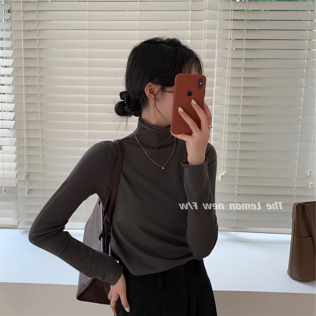 秋冬新款女装高领卷边打底衫糖果色修身保暖基础款仿羊绒衫毛衣女详情76