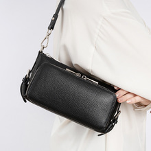 Leather single-shoulder bag for women, versatile and fashionable 2023 Korean small square bag, top layer cowhide ins Korean version crossbody bag, small bag pic 5