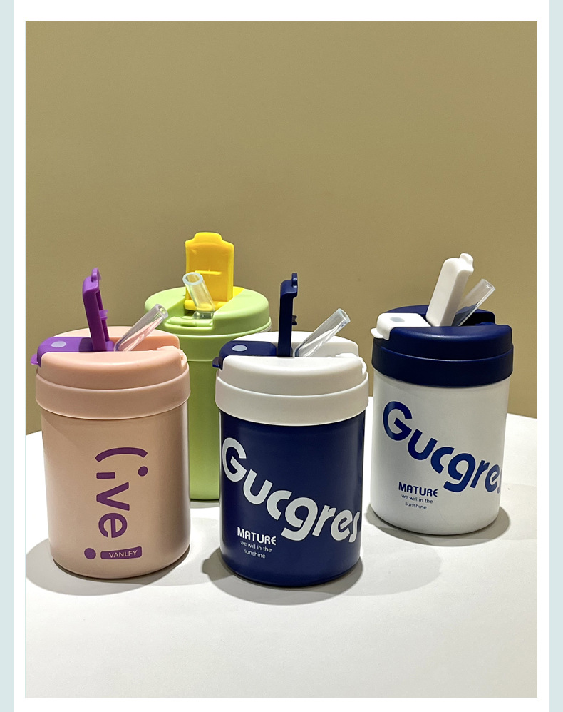 高颜值ins风带吸管保温杯女士便携水杯男学生随行咖啡杯保冷杯子详情9