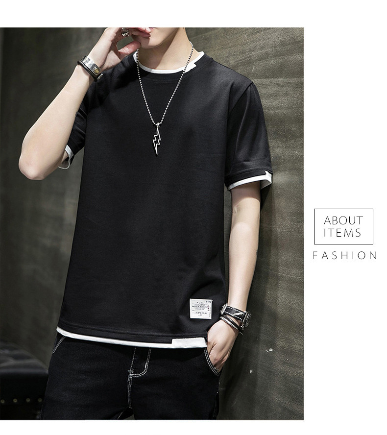 Short-sleeved T-shirt for men, Korean style, summer loose cotton T-shirt, cross-border new style, student bottom layer, half-sleeved shirt pic 16
