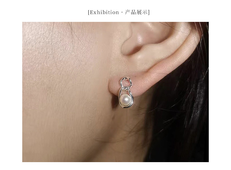 淡水珍珠耳钉女纯银999足银韩国高级感耳环气质银耳坠耳饰品批发详情4