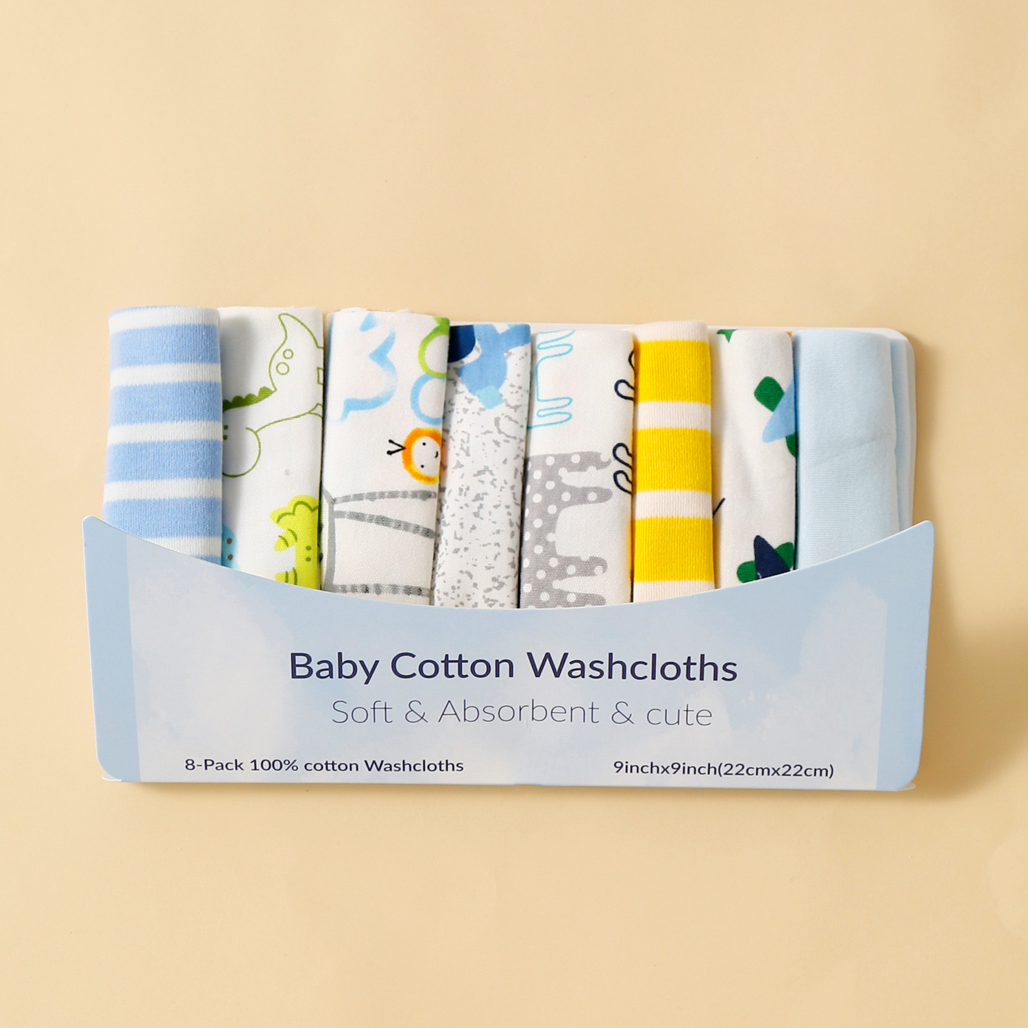 momscare baby square towels/feeding towels and saliva wipes are all packed in 8-piece cotton fabric with fixed patterns pic 24